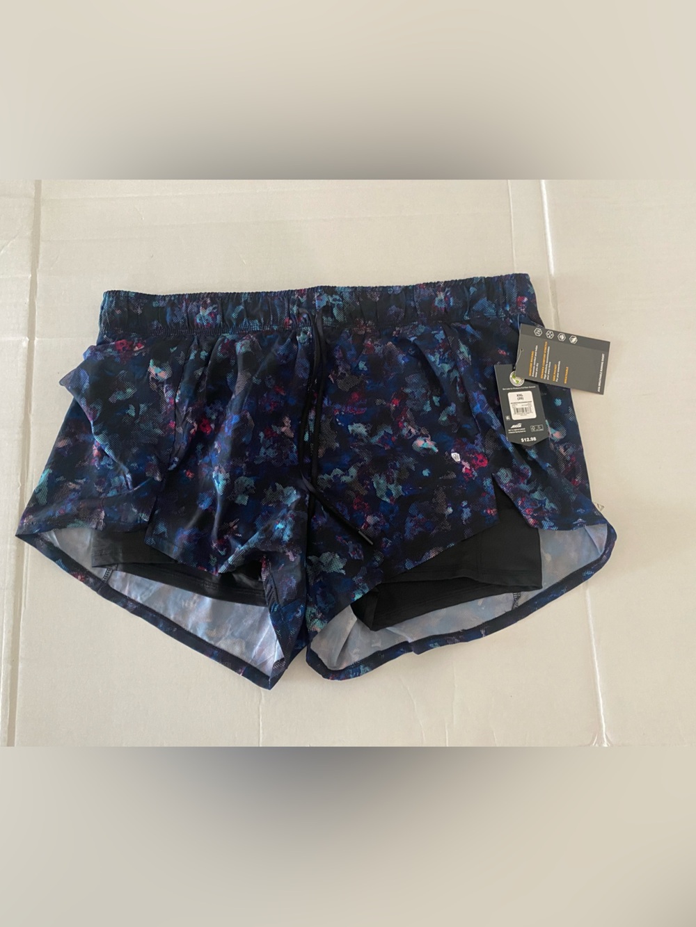 Avis Women's Navy Floral Running Shorts with Inner Liner Size XXL (20) NWT